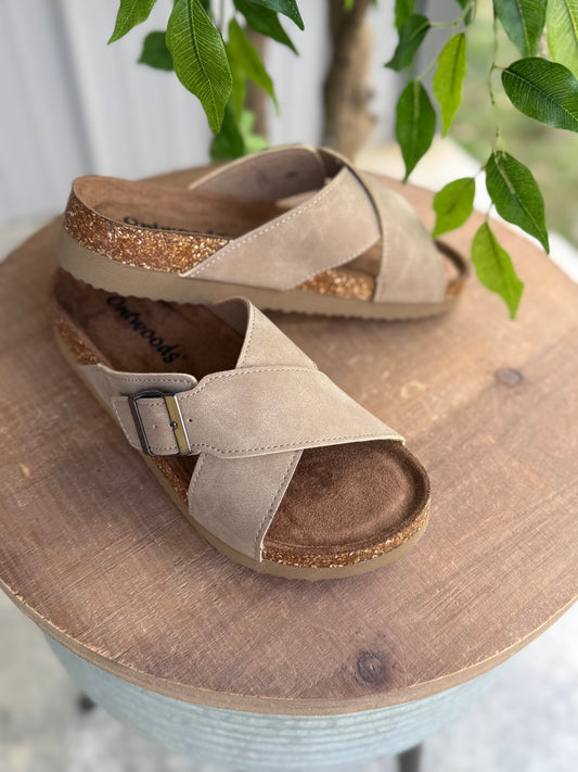 Big Buckle Crossover Sandal