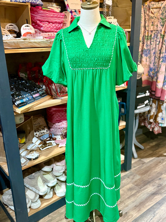 Riley Smocked Solid Midi Dress