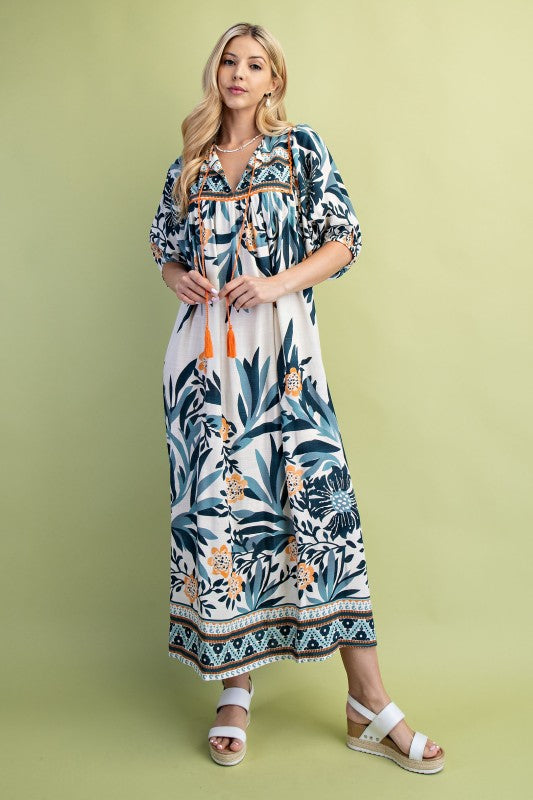 Jenna Boho Style Midi Dress