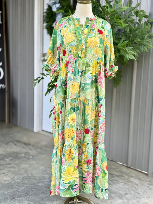 Taylor Mixed Floral Tiered MIdi