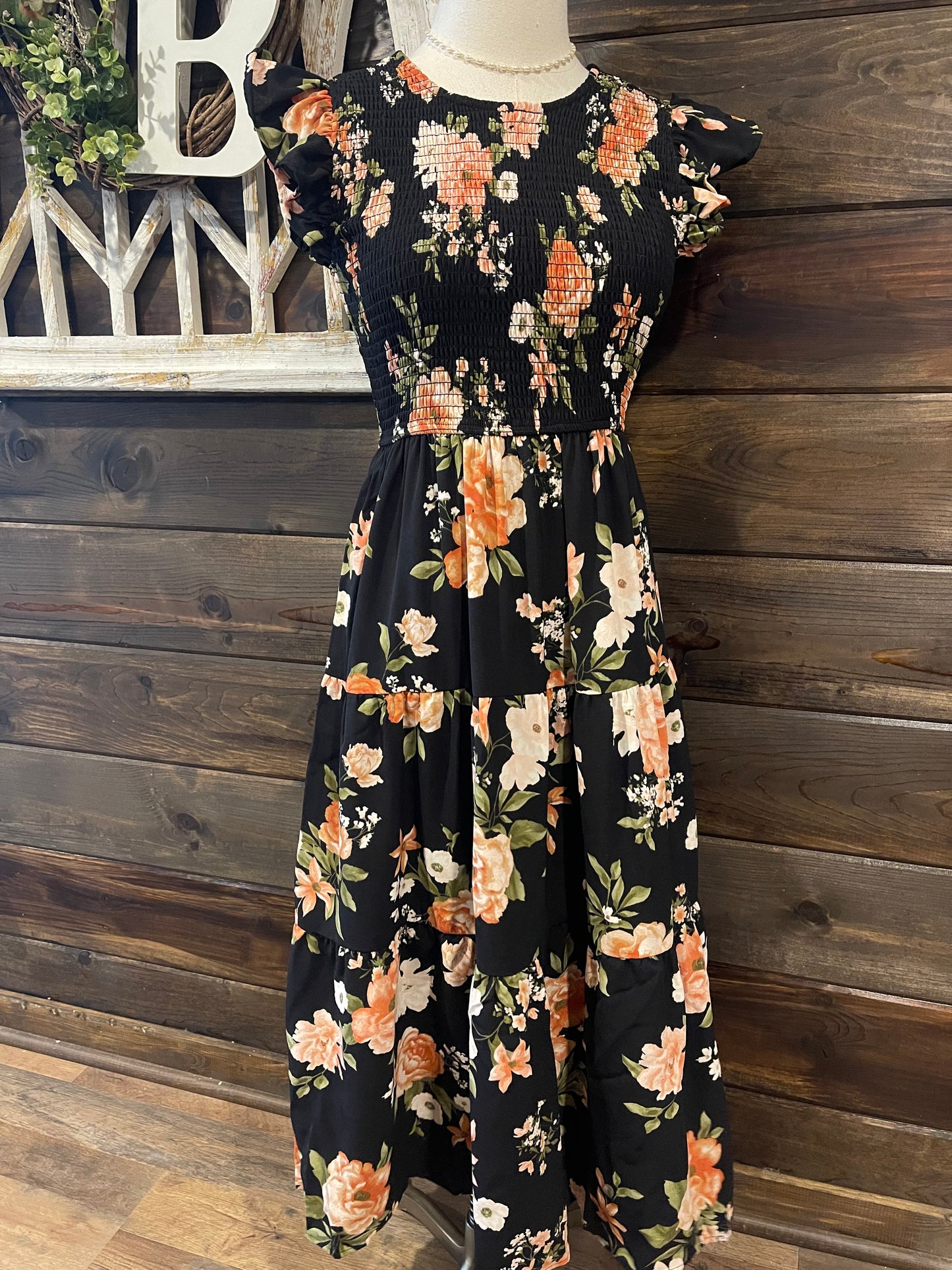 Jenna Smocked Floral Midi Dress