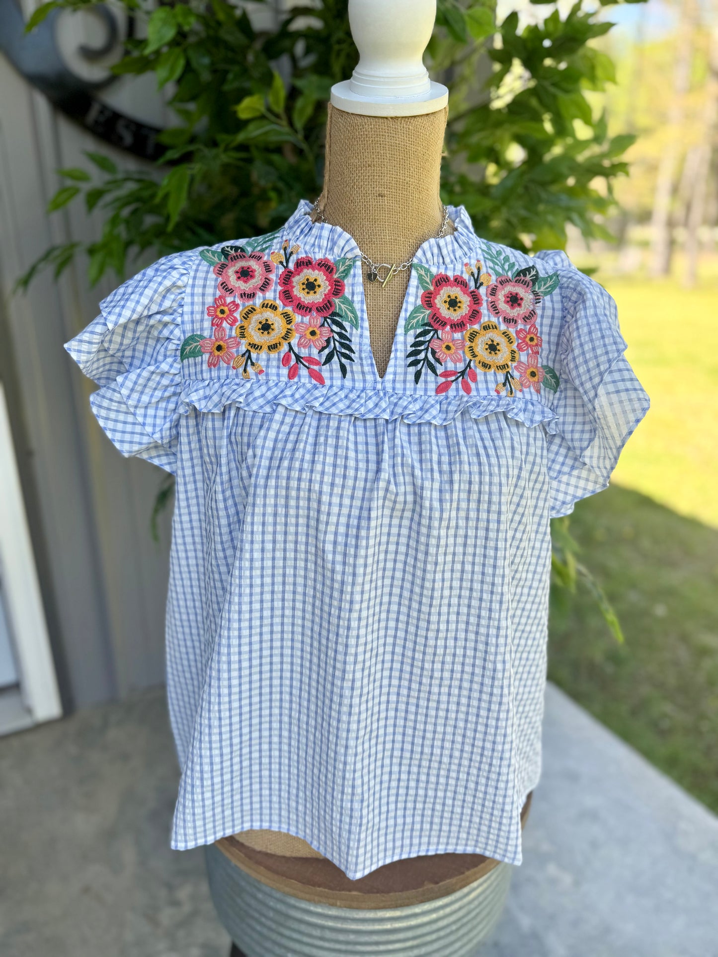 Mandi Seersucker Embroidered Top