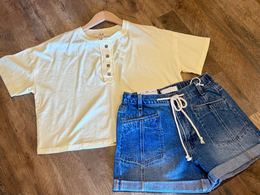 Short Sleeve Crop Henley
