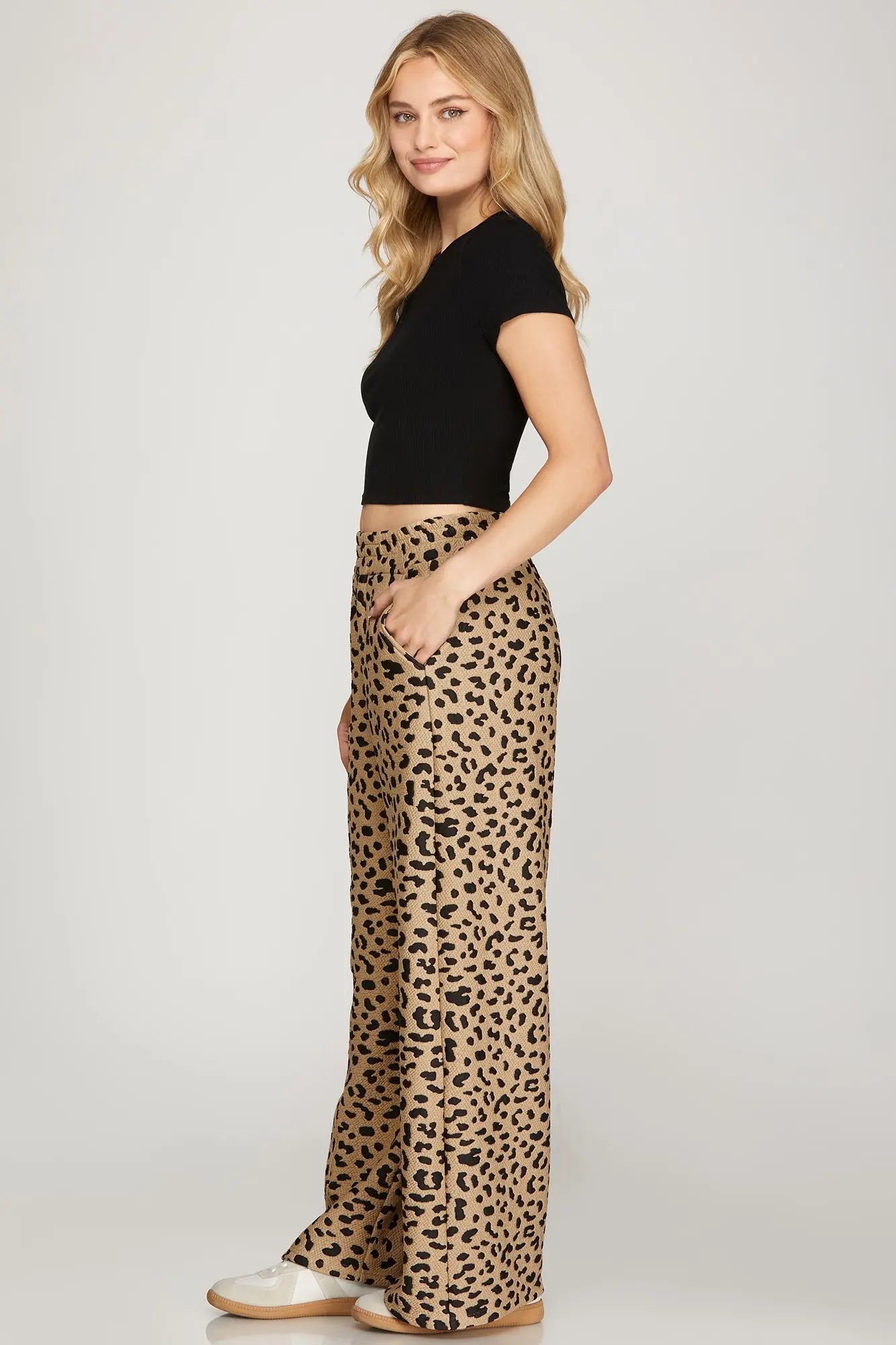 Textured Leopard Knit Pants