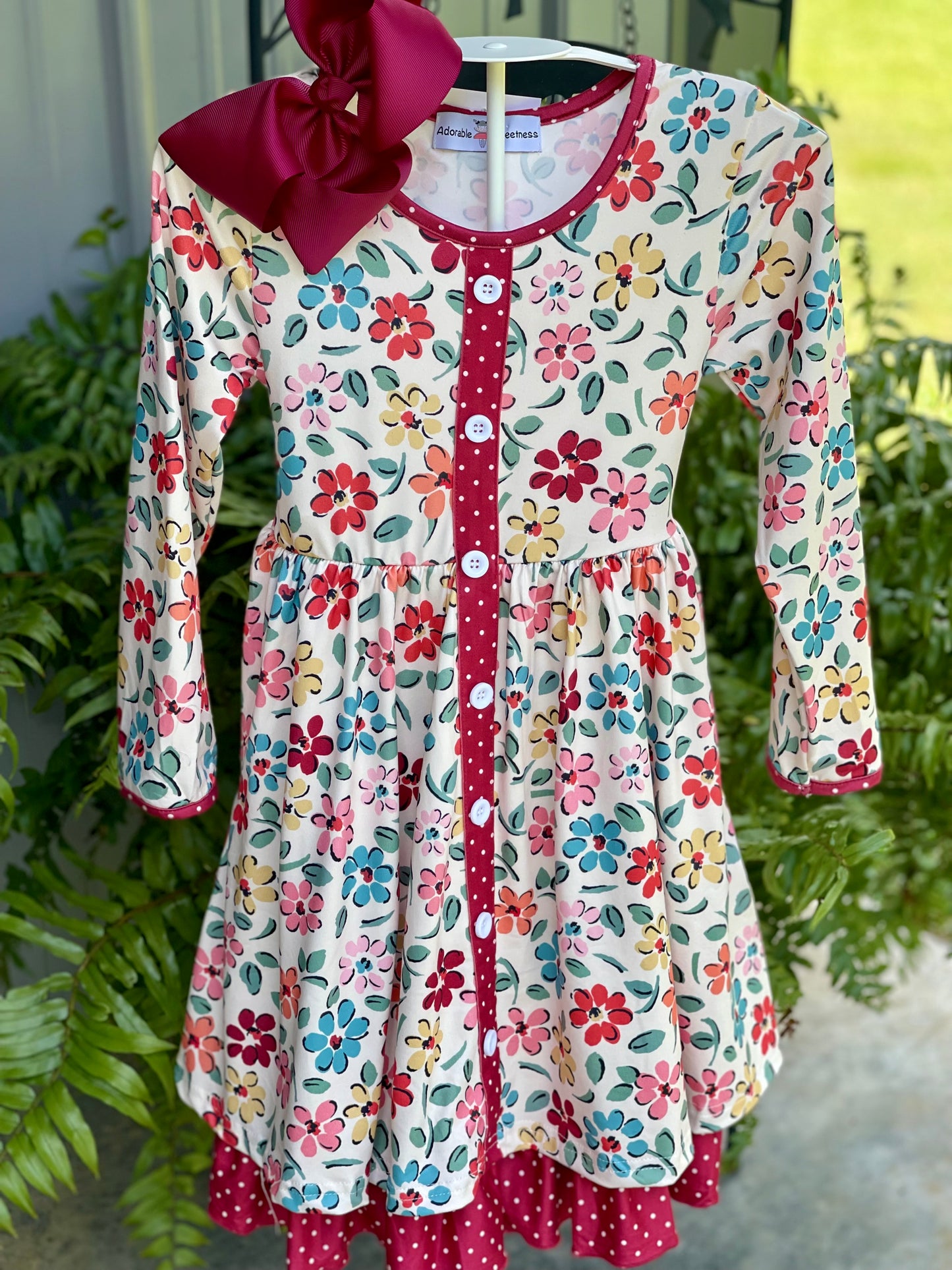 Tessy Floral Ruffle Button Pocket Dress