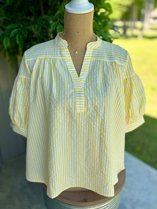 Jolie Striped Split Neck Top