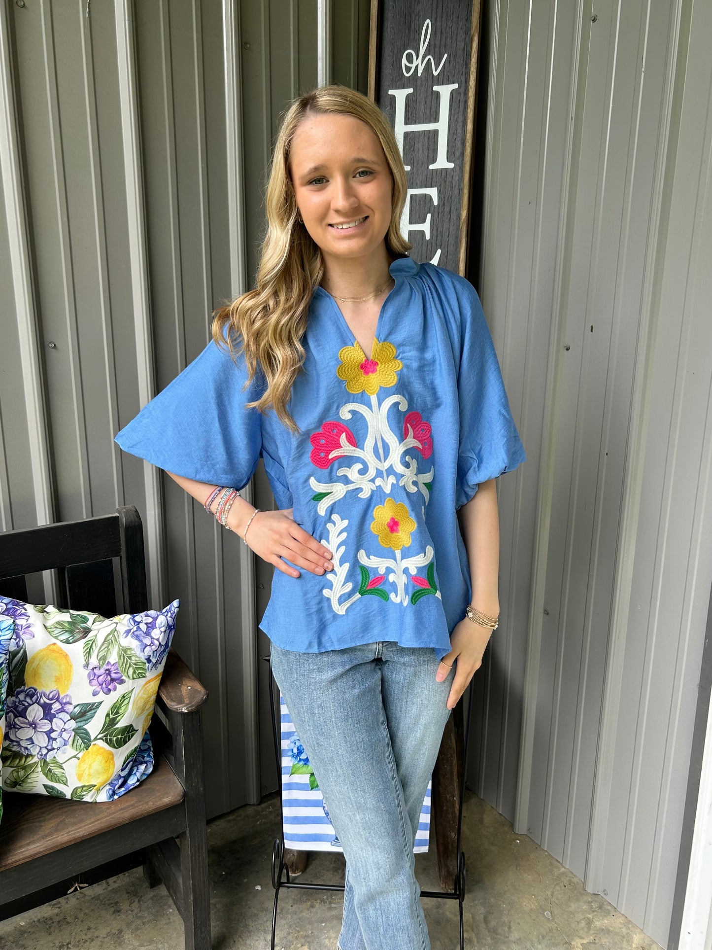 Becky Embroidered Boho Top