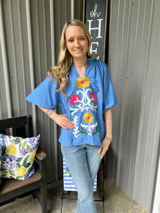 Becky Embroidered Boho Top