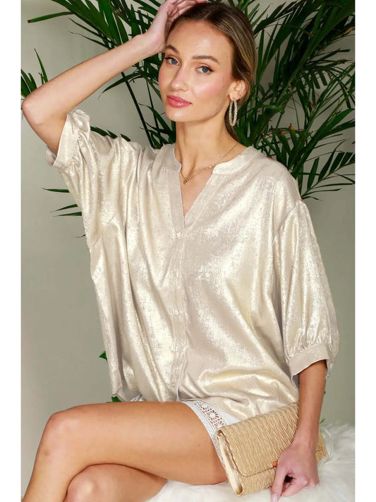 Shelly Metallic Woven Top