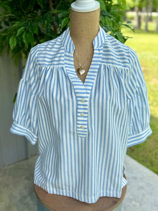 Aria Striped Puff Sleeve Top