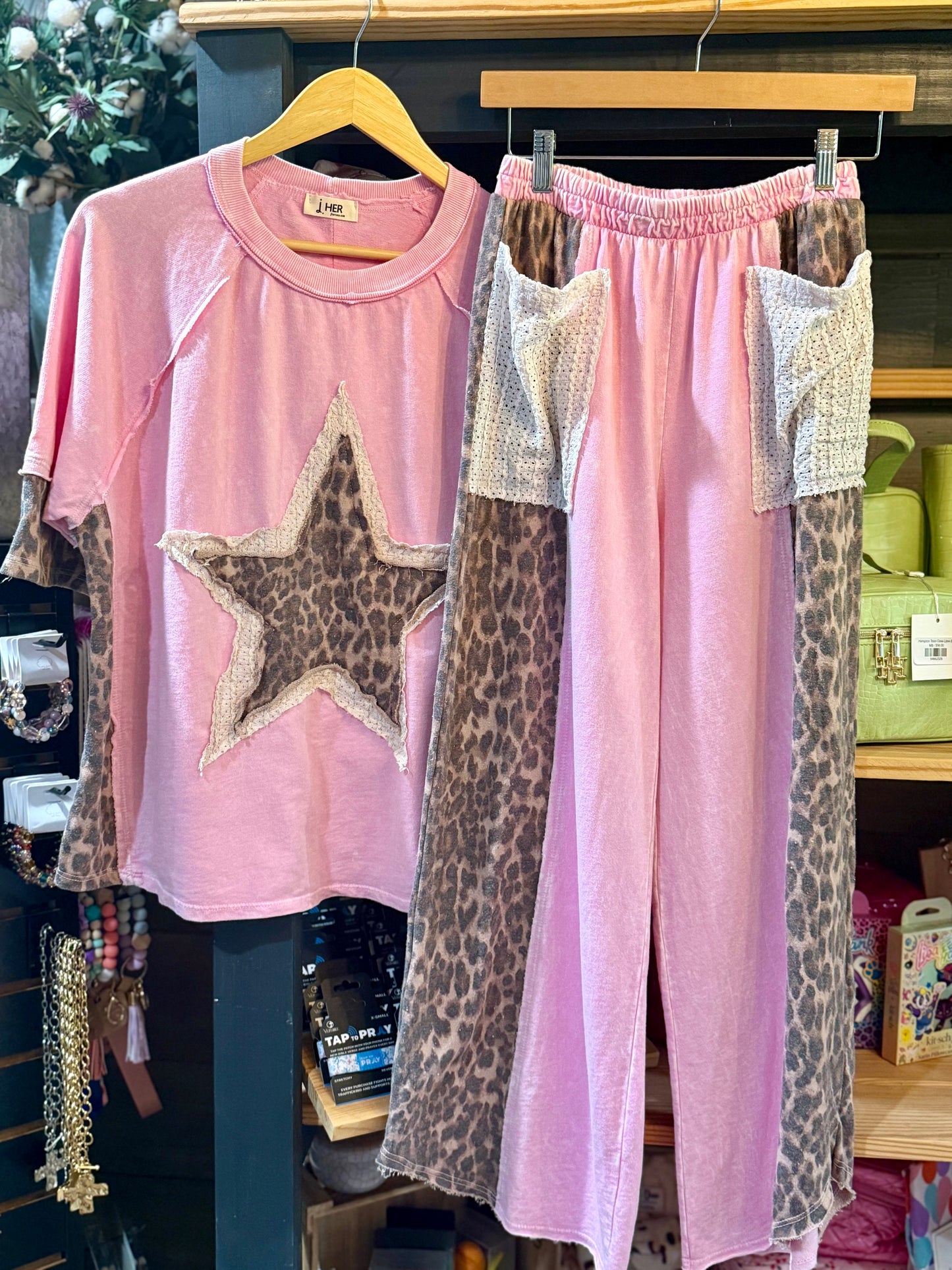 Mineral Washed Leopard Cropped Pants