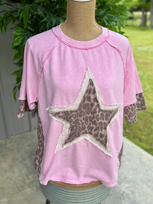 Mineral Washed Leopard Star Top