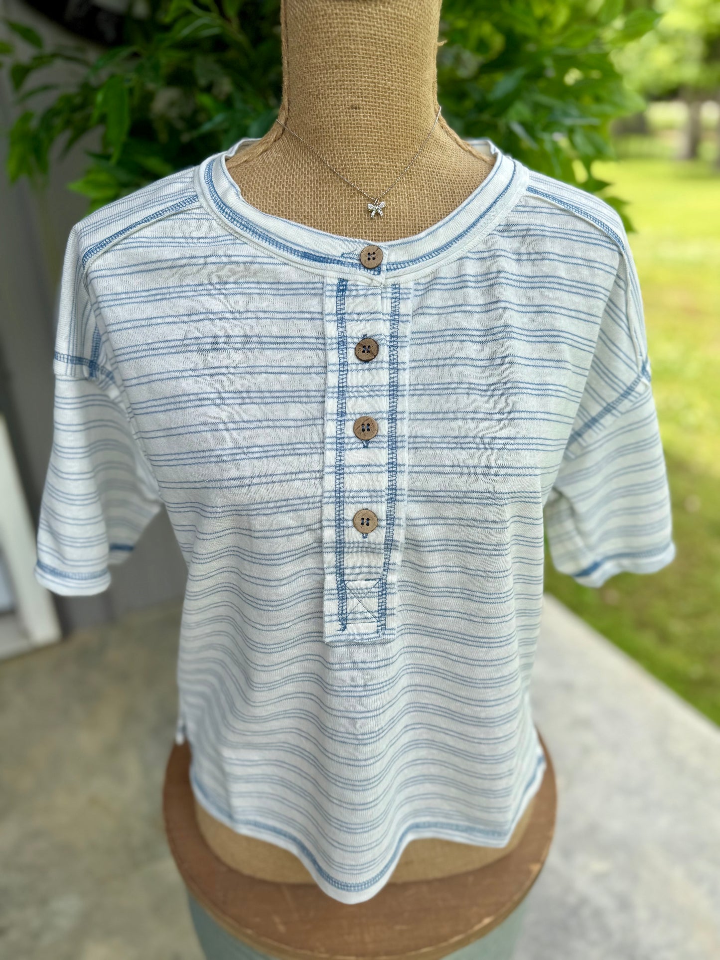 Jerri Striped Henley Top