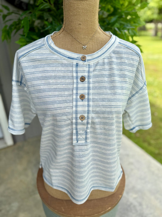 Jerri Striped Henley Top