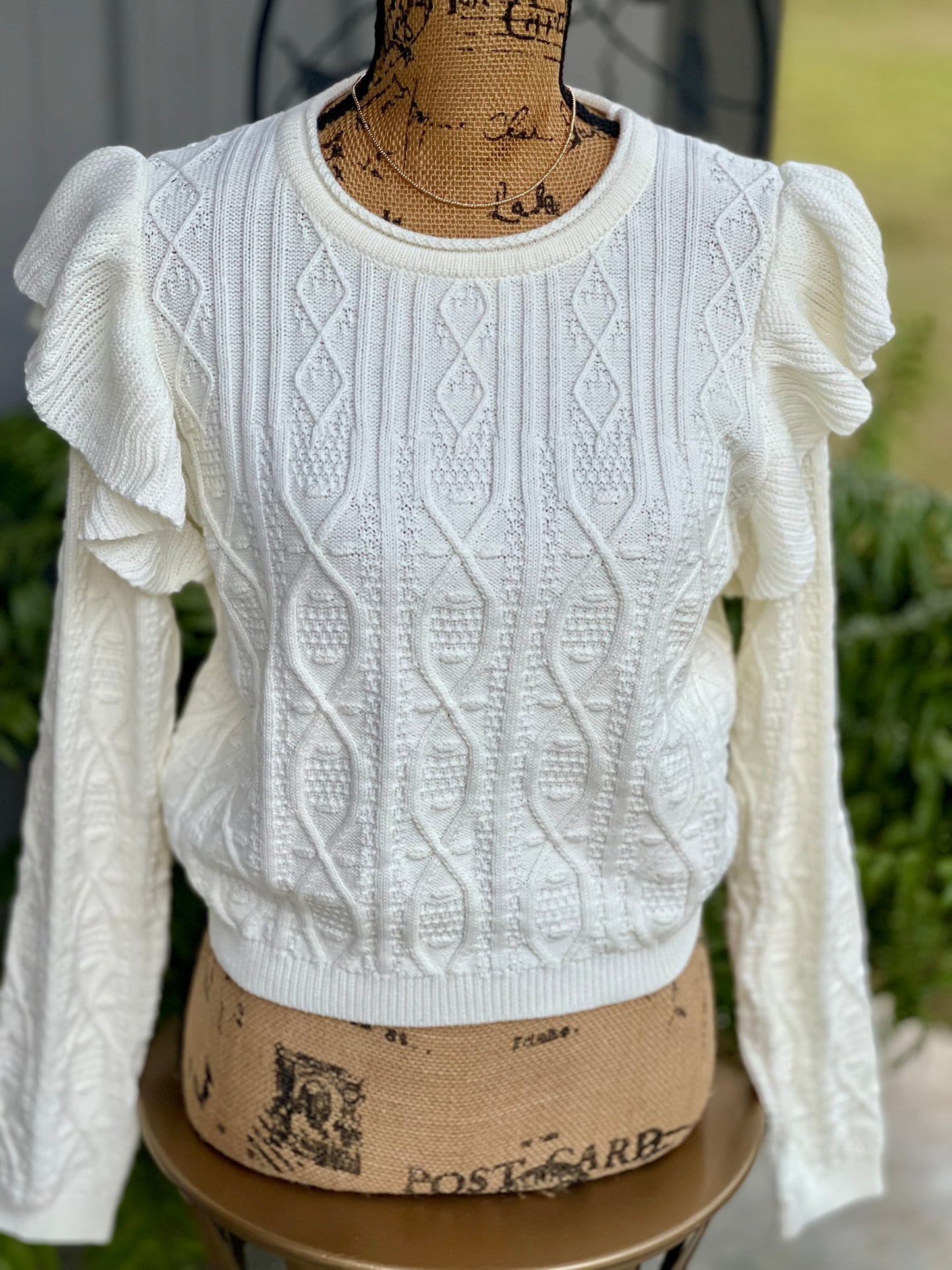 Laura Beth Ruffle Shoulder Sweater