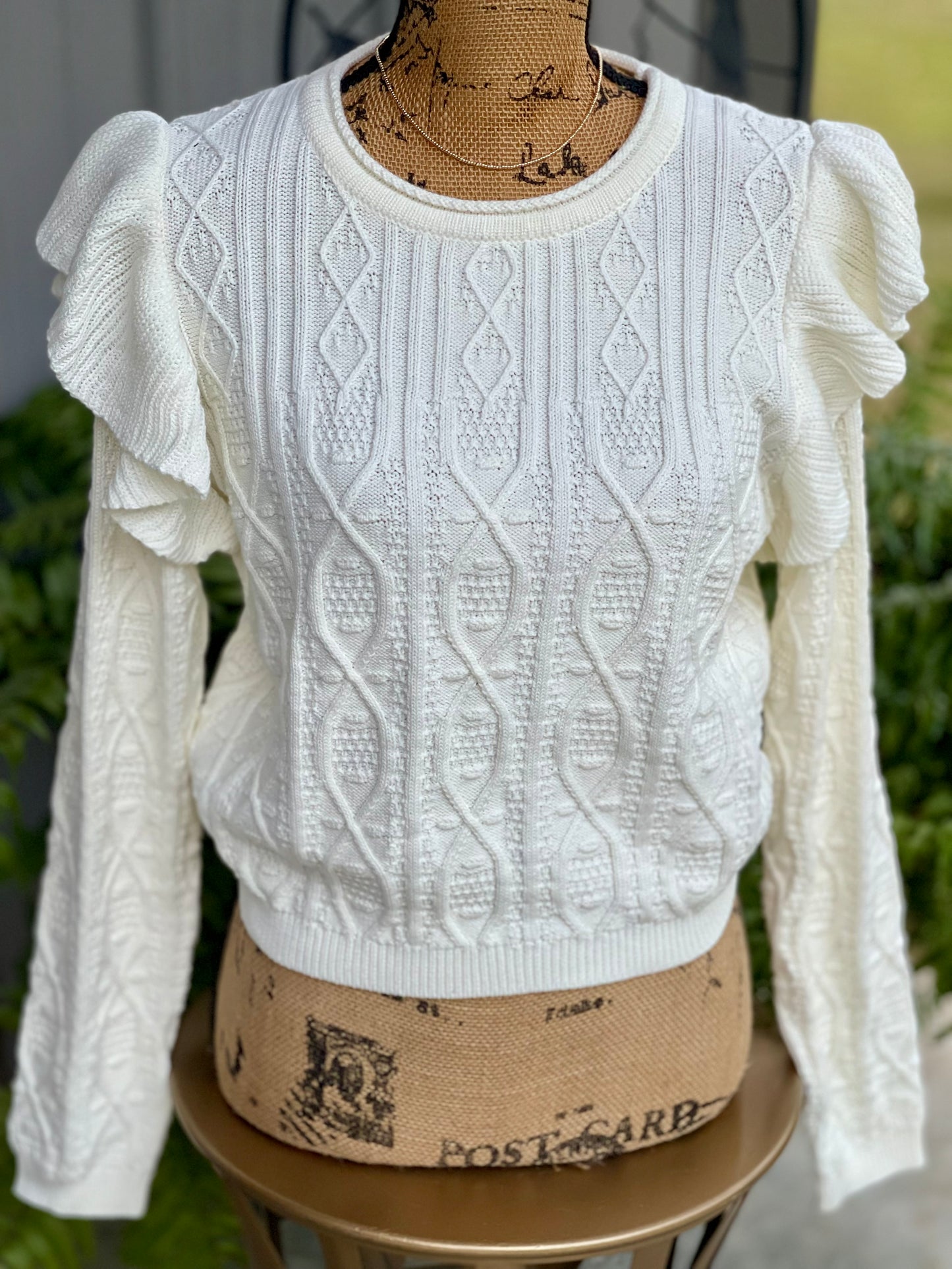 Laura Beth Ruffle Shoulder Sweater