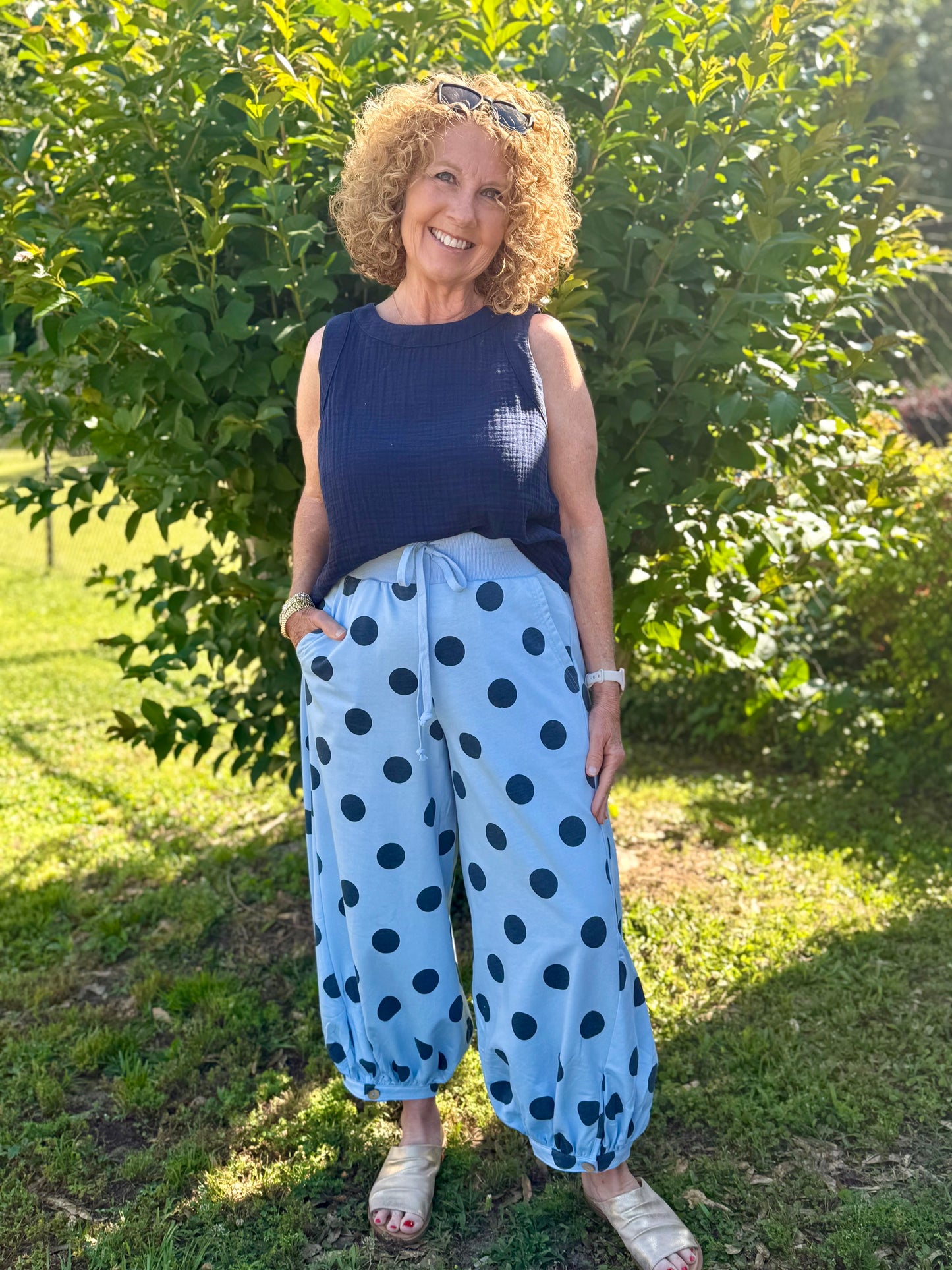 The Polka Dot Printed French Terry Balloon Pants