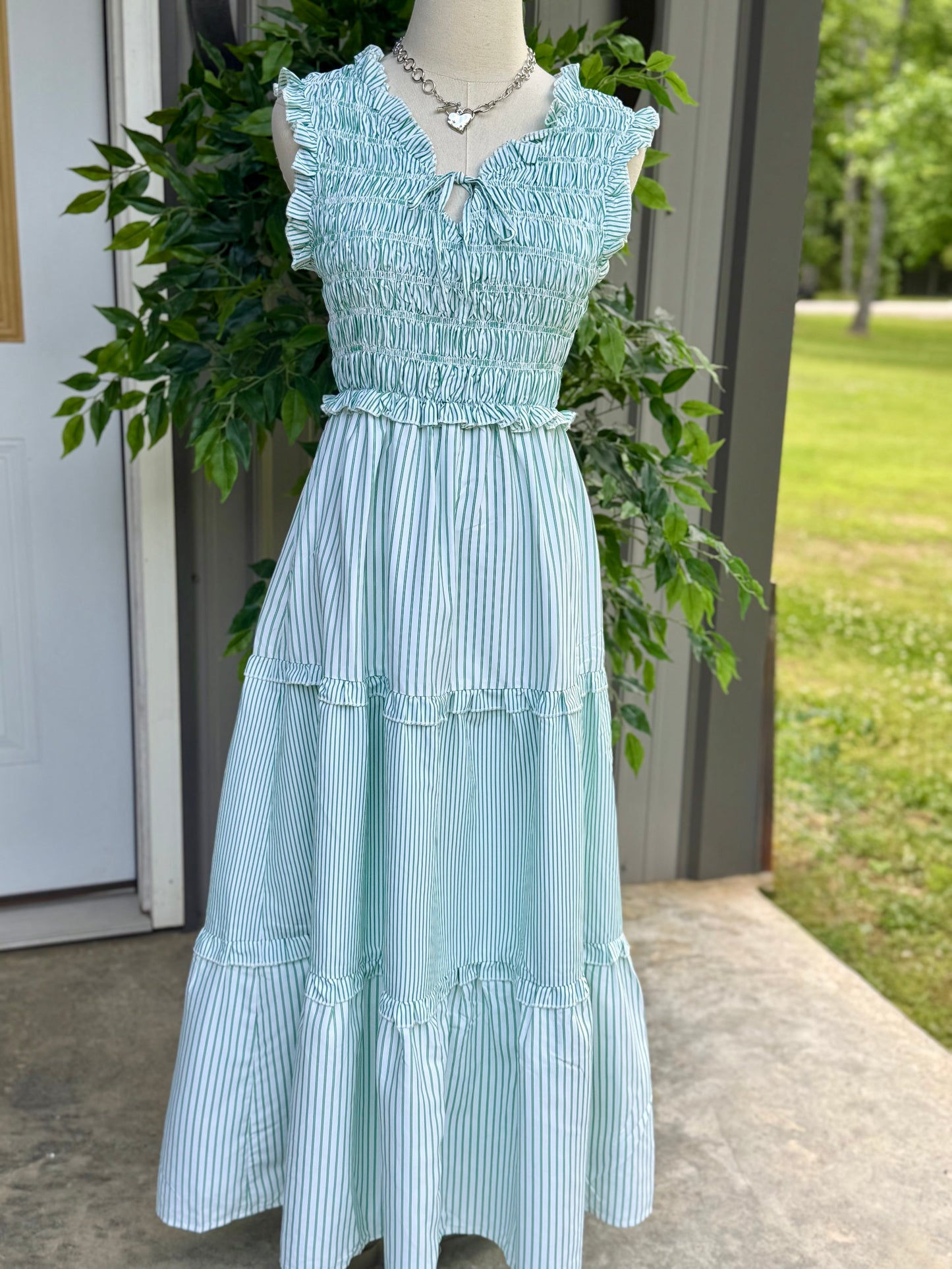 Kelly Striped Smocked Midi Dress