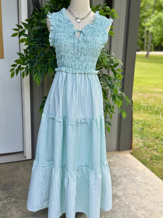 Kelly Striped Smocked Midi Dress