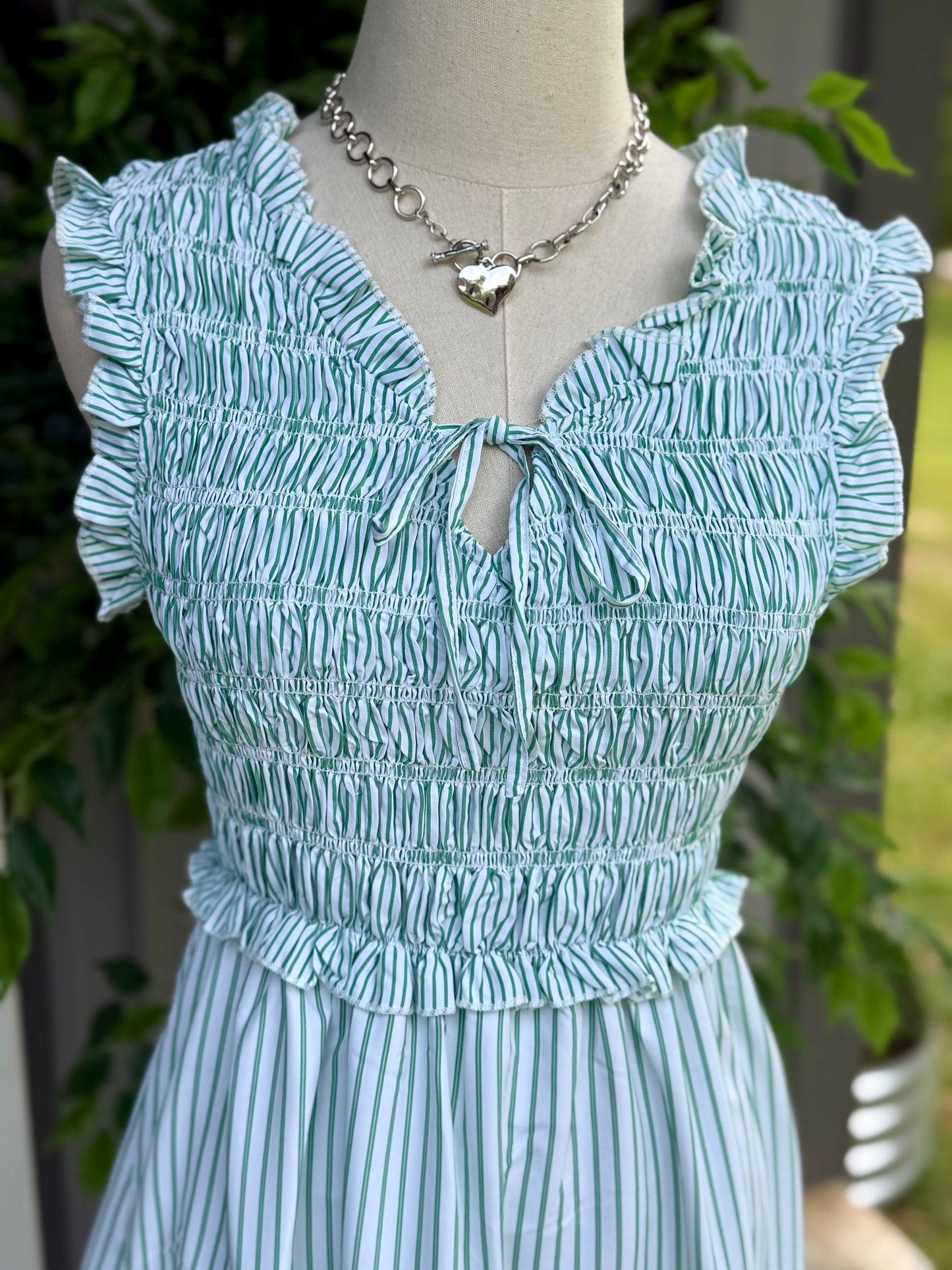 Kelly Striped Smocked Midi Dress