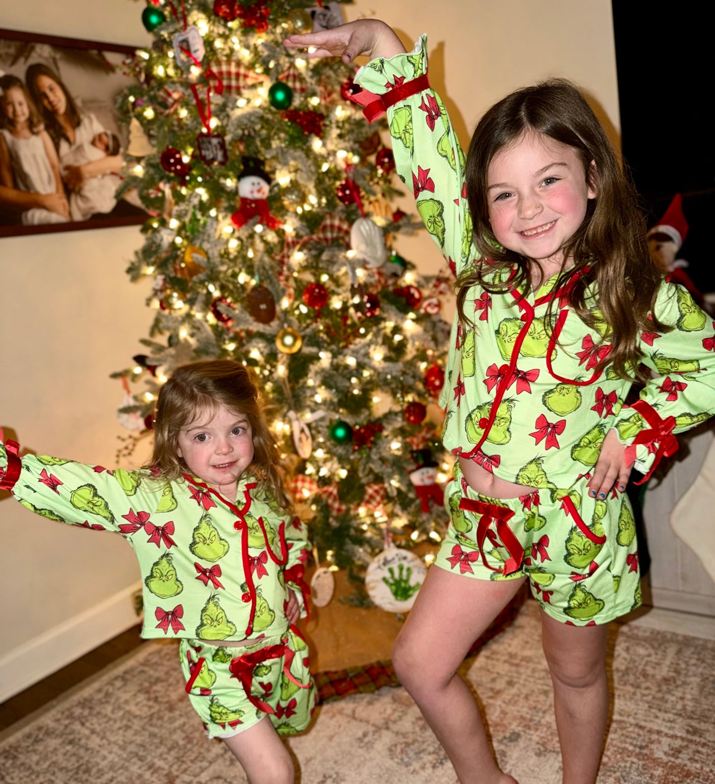 Christmas Pajama Set with Bow Detail