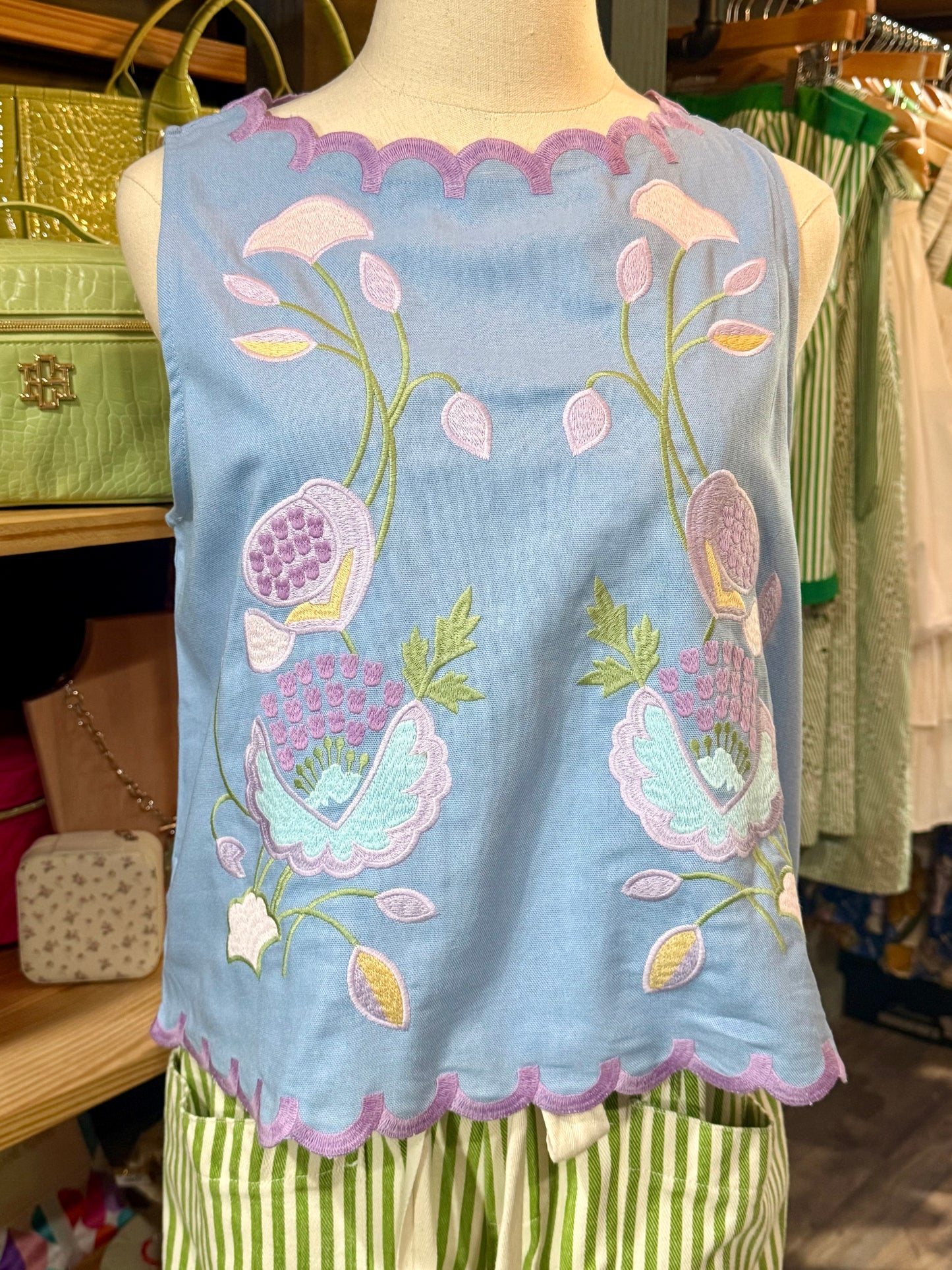 Maddi Floral Embroidery Scalloped Tank