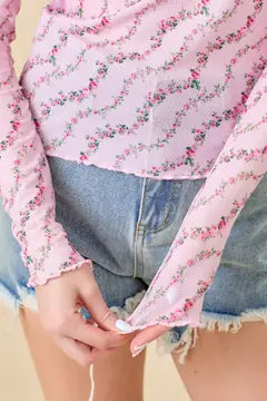 Floral Printed Mesh Top
