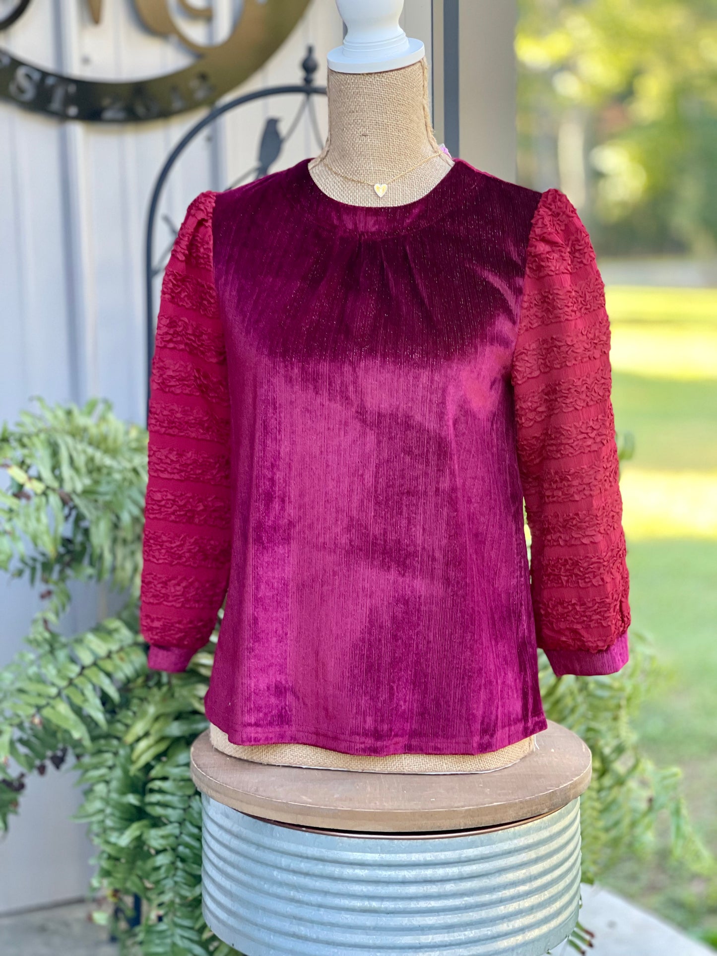 Vanna Textured Sparkle Velvet Top