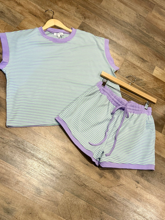 Striped Knit Short Set