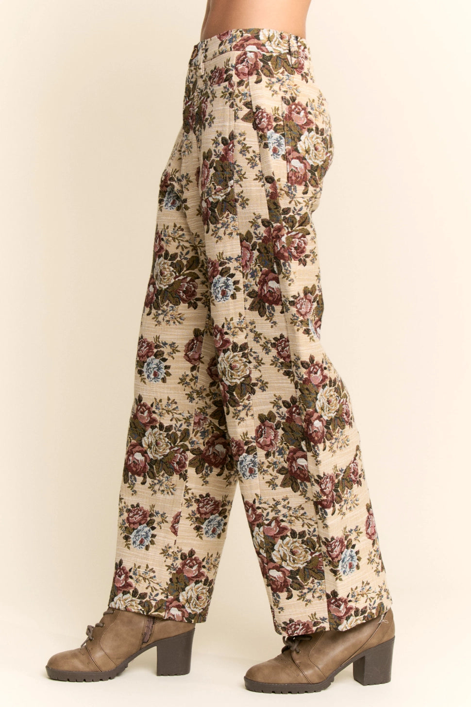 Vintage Inspired Floral Barrel Pants