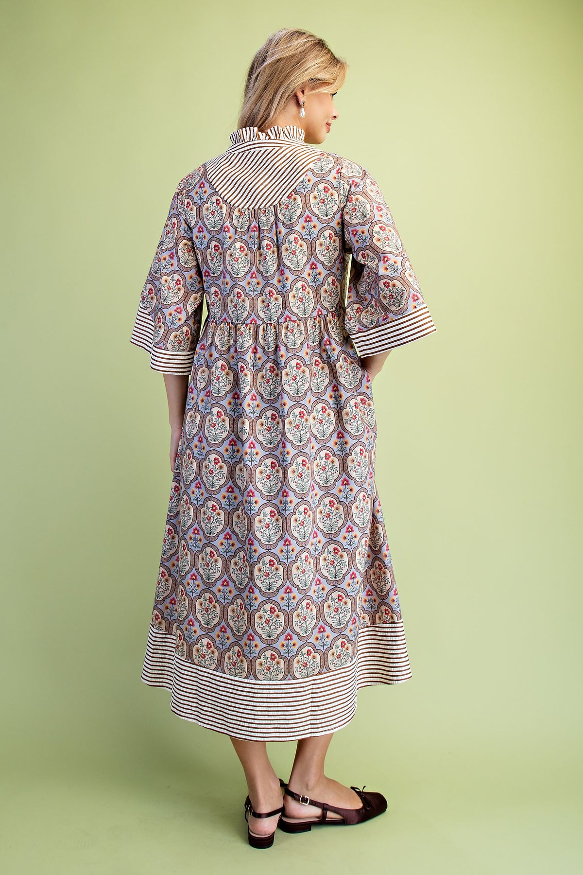 Mixed Print Button Down Midi