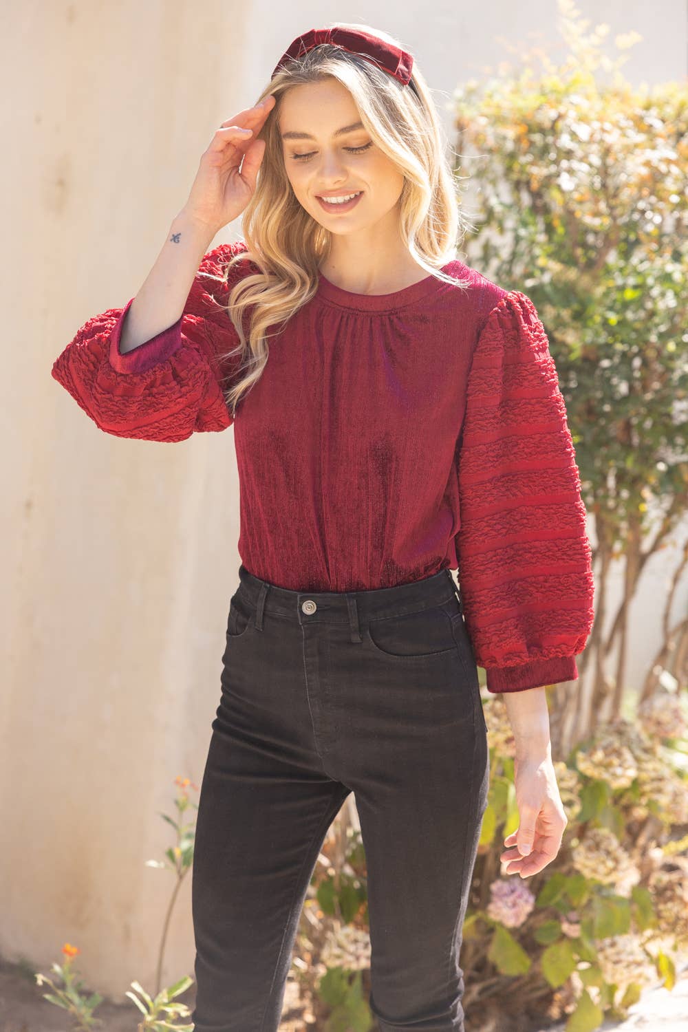 Vanna Textured Sparkle Velvet Top