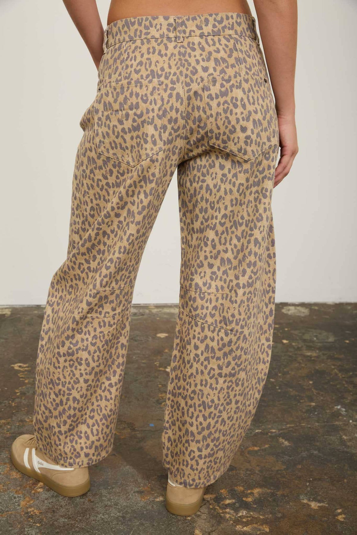 Leopard Print Barrel Jeans
