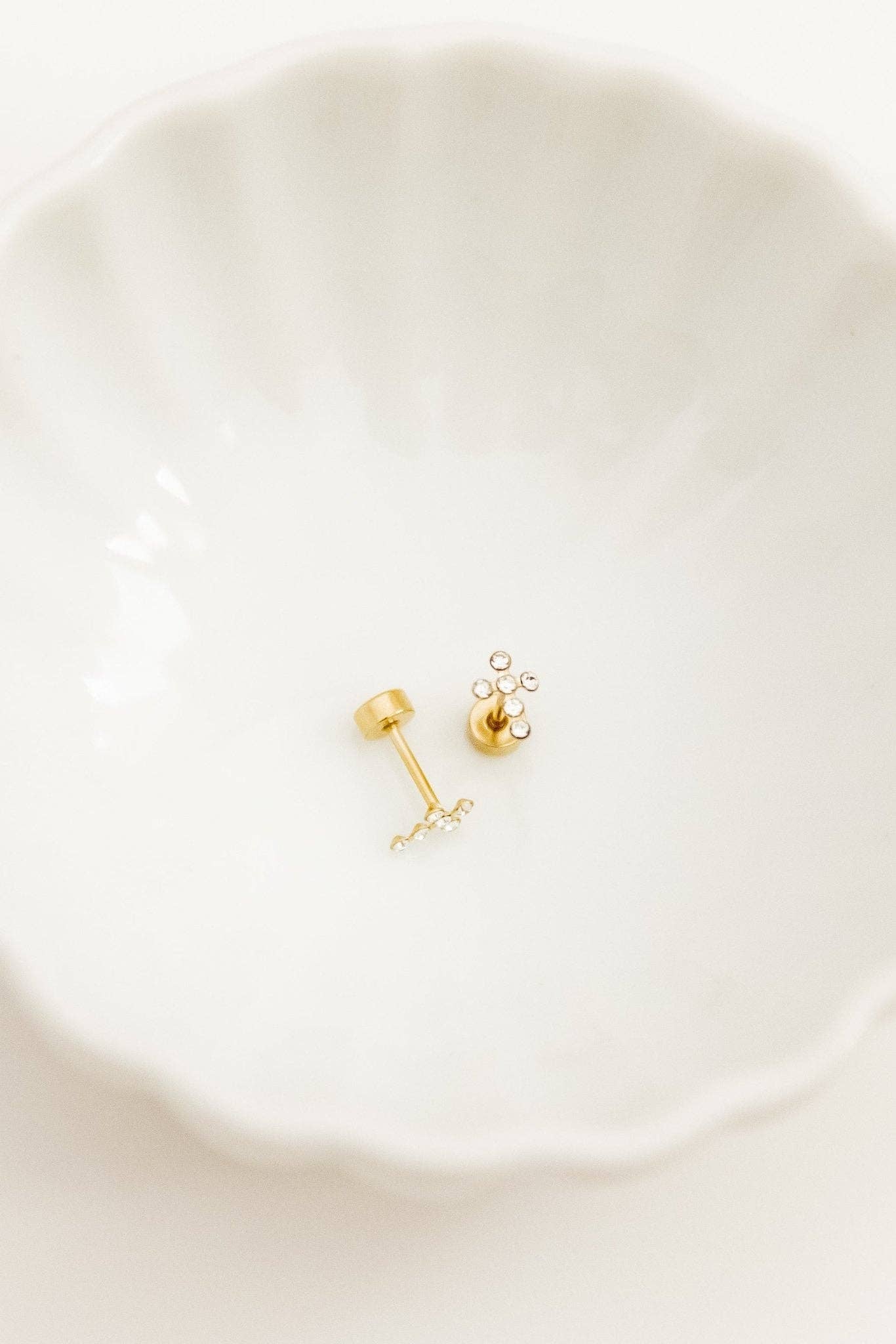 Screwback Stud Earrings - Clara Cross Gold Sparkle