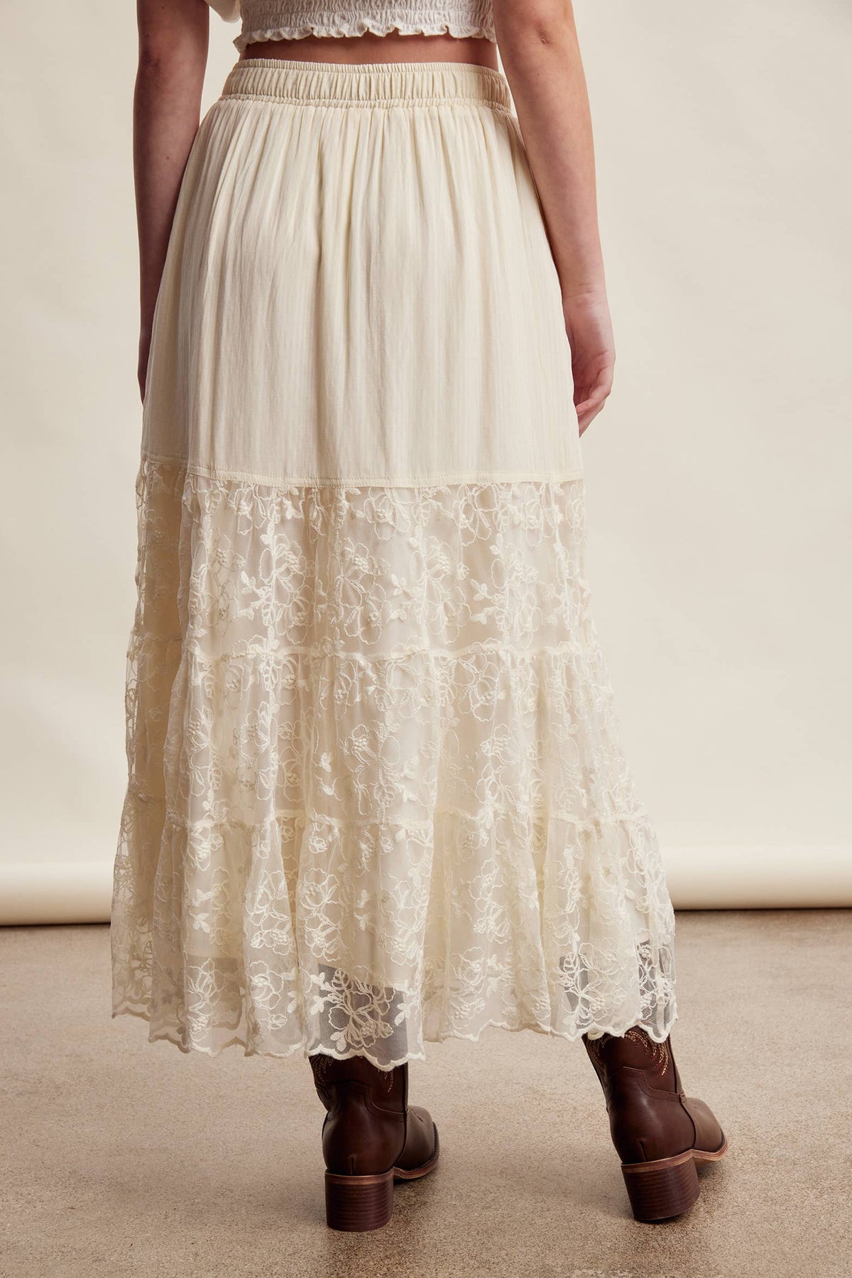 Lace Tiered Maxi Skirt