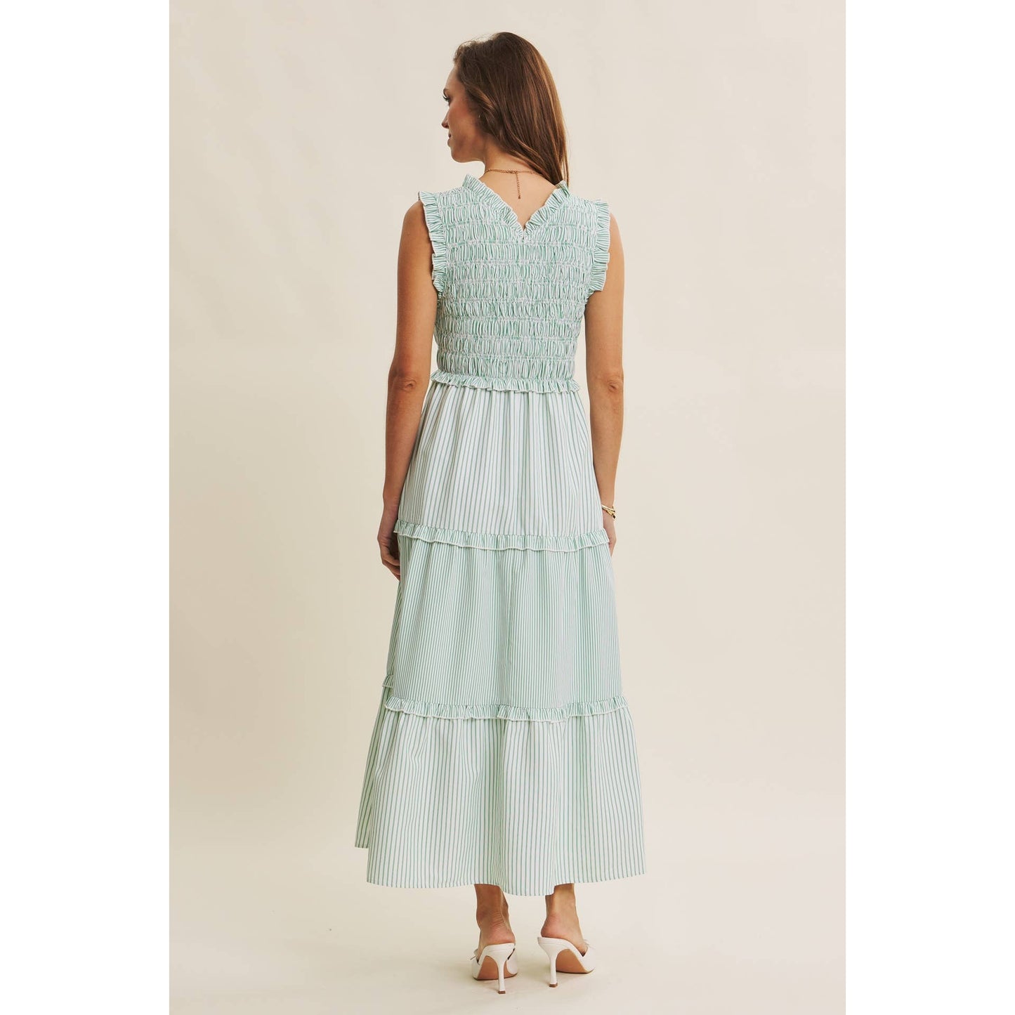Kelly Striped Smocked Midi Dress