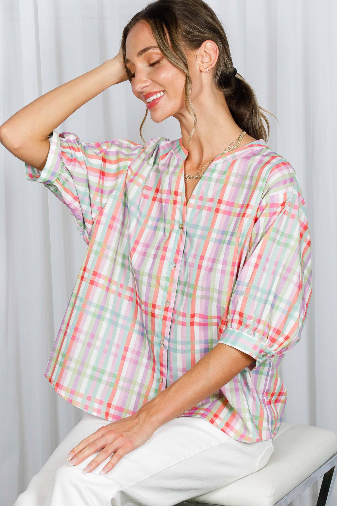 Valerie Plaid Blouse