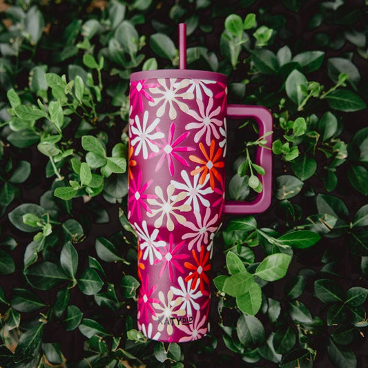 Maroon Floral Katydid Tumbler