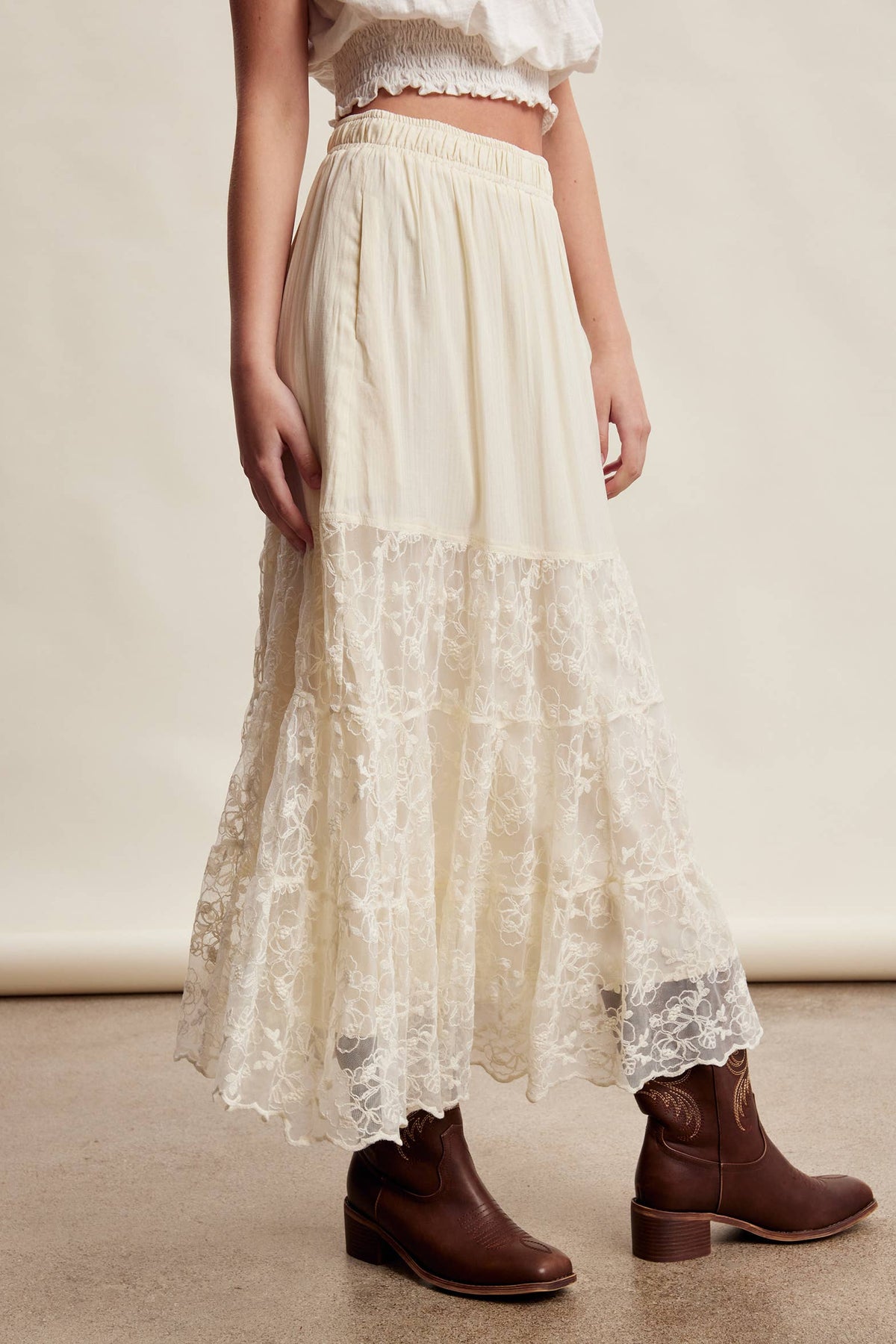 Lace Tiered Maxi Skirt