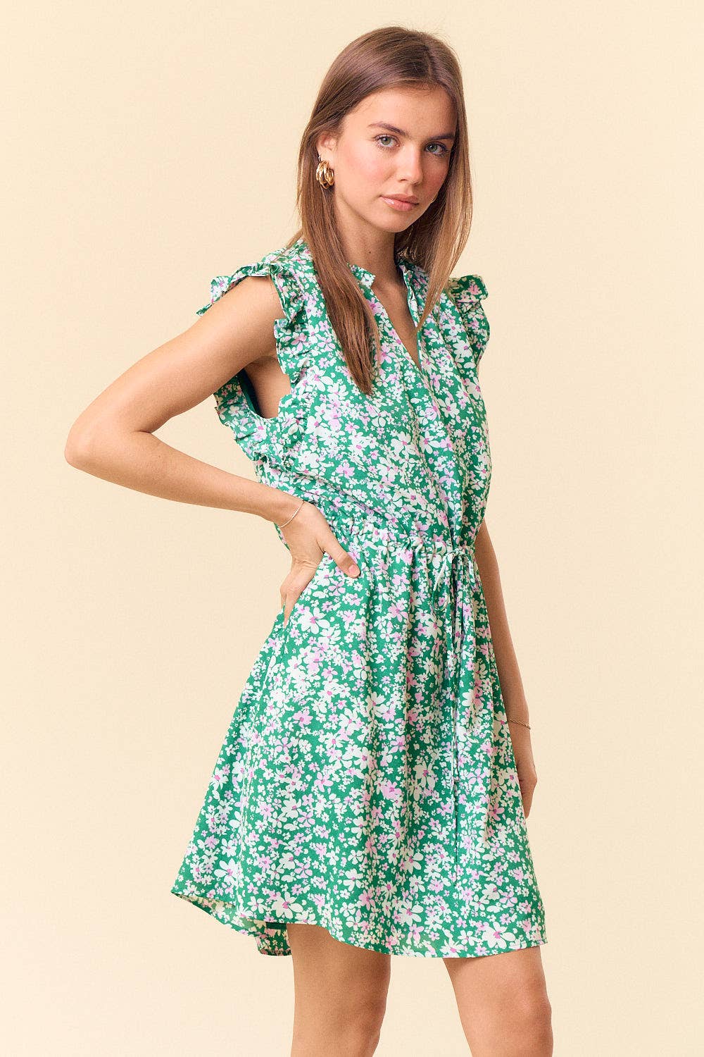 Dora Floral Ruffle Cap Sleeve Dress