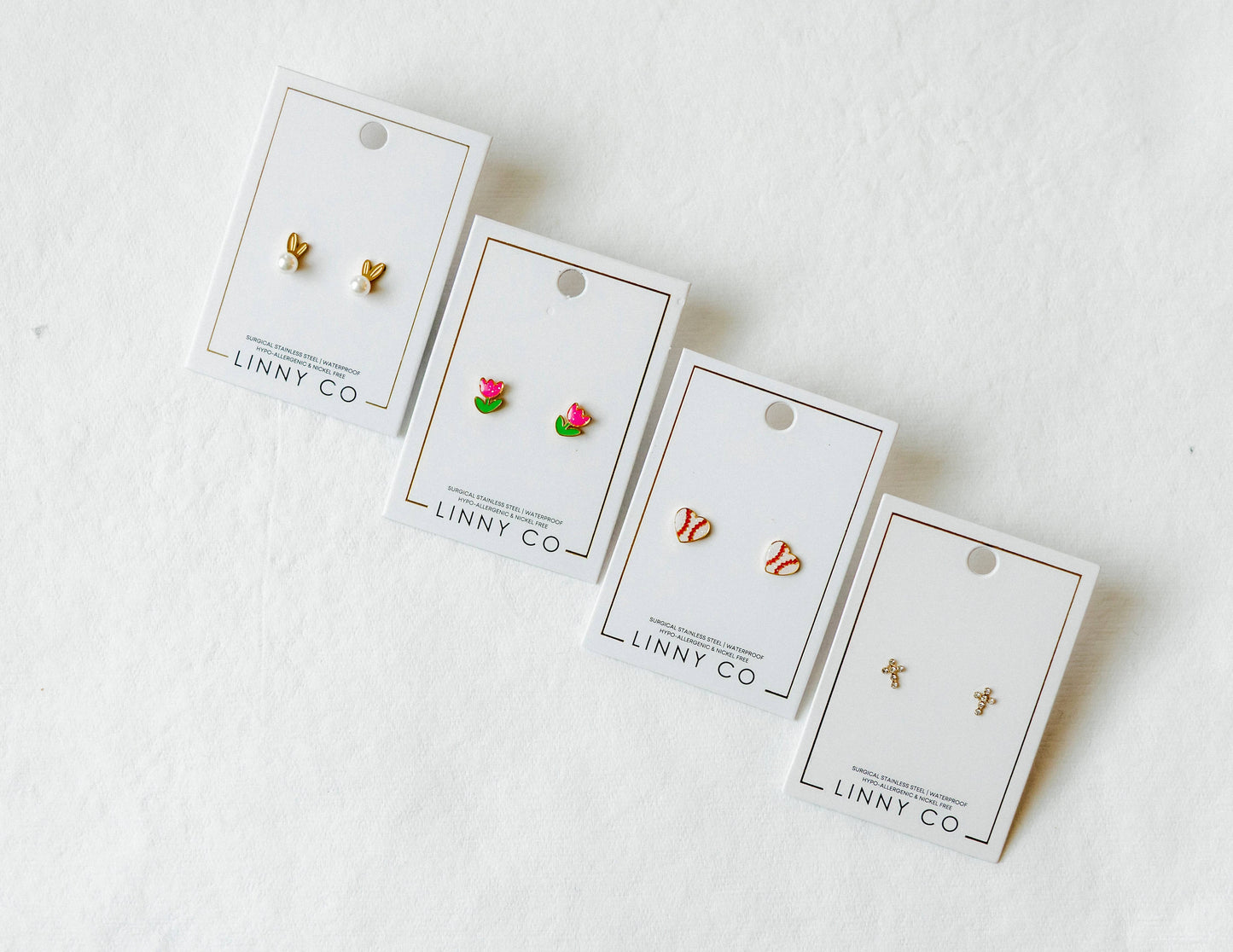 Screwback Stud Earrings - Clara Cross Gold Sparkle