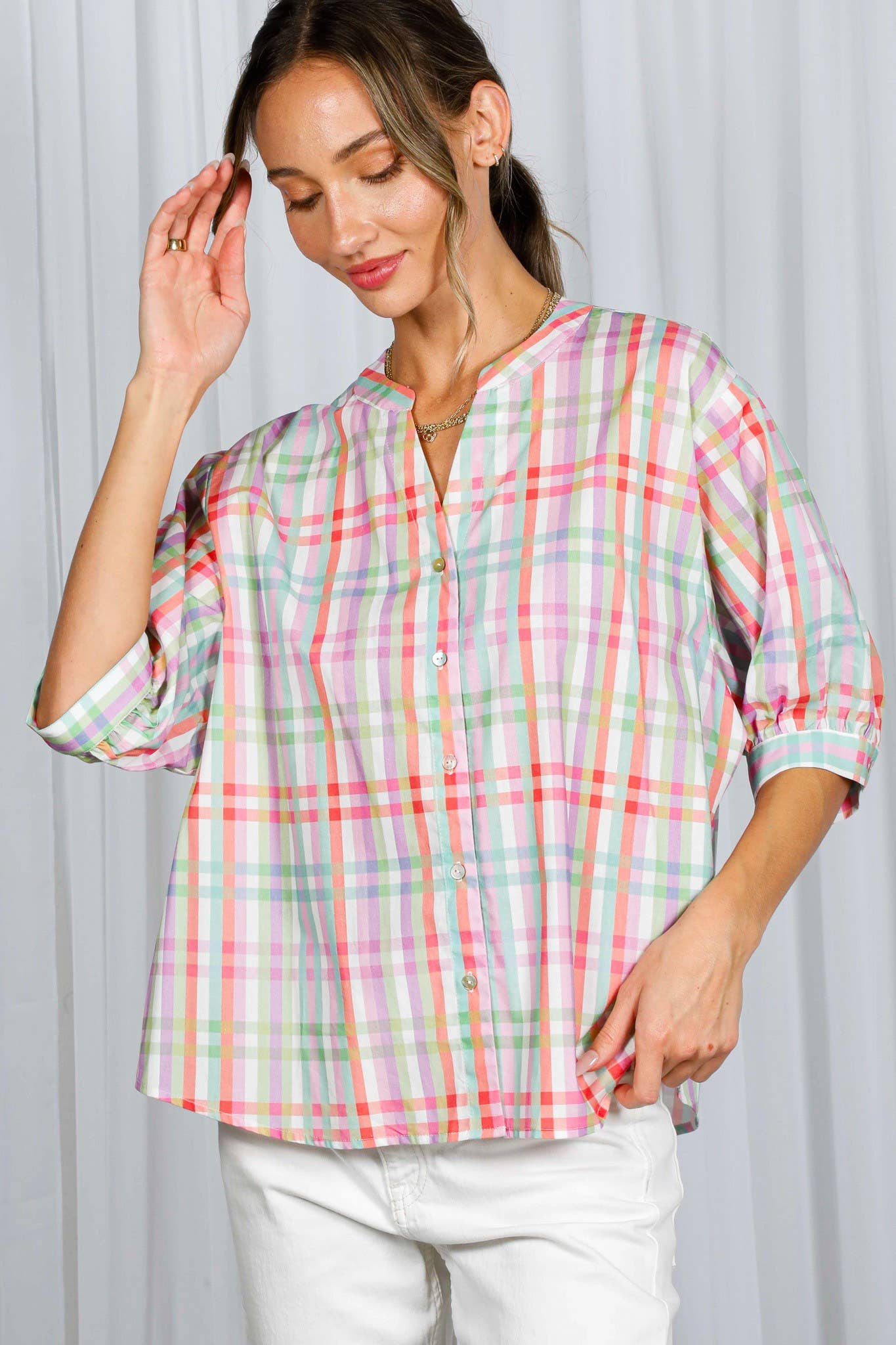 Valerie Plaid Blouse