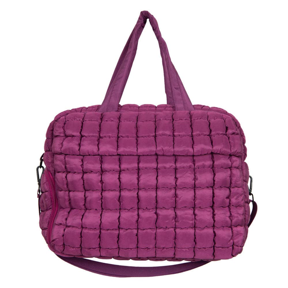 Plum Quilted Garment Duffel Bag