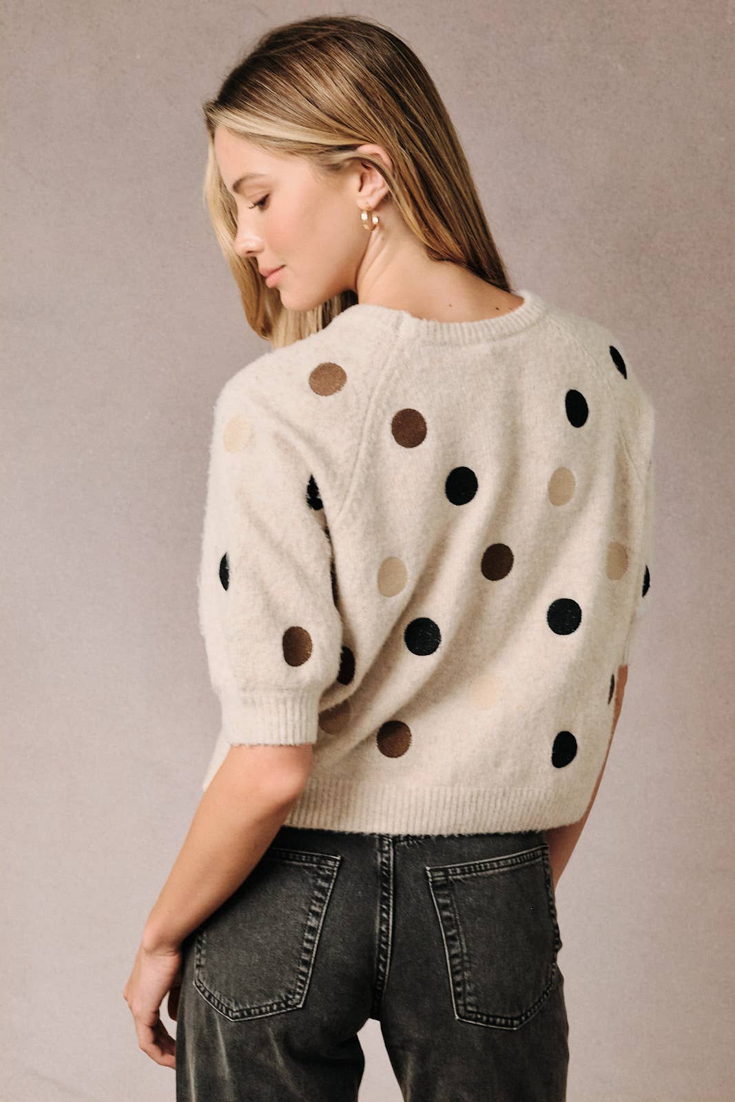Soft Fuzzy Polka Dot Sweater