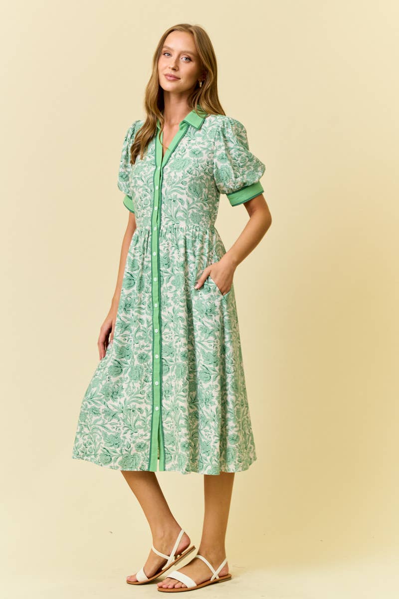 Kat Floral Midi Shirt Dress