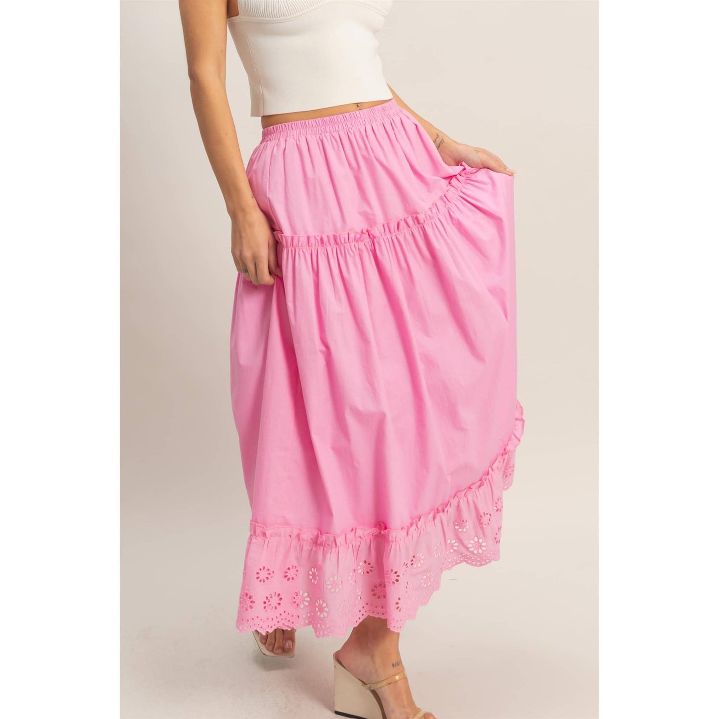 Holly Tiered Eyelet Maxi Skirt