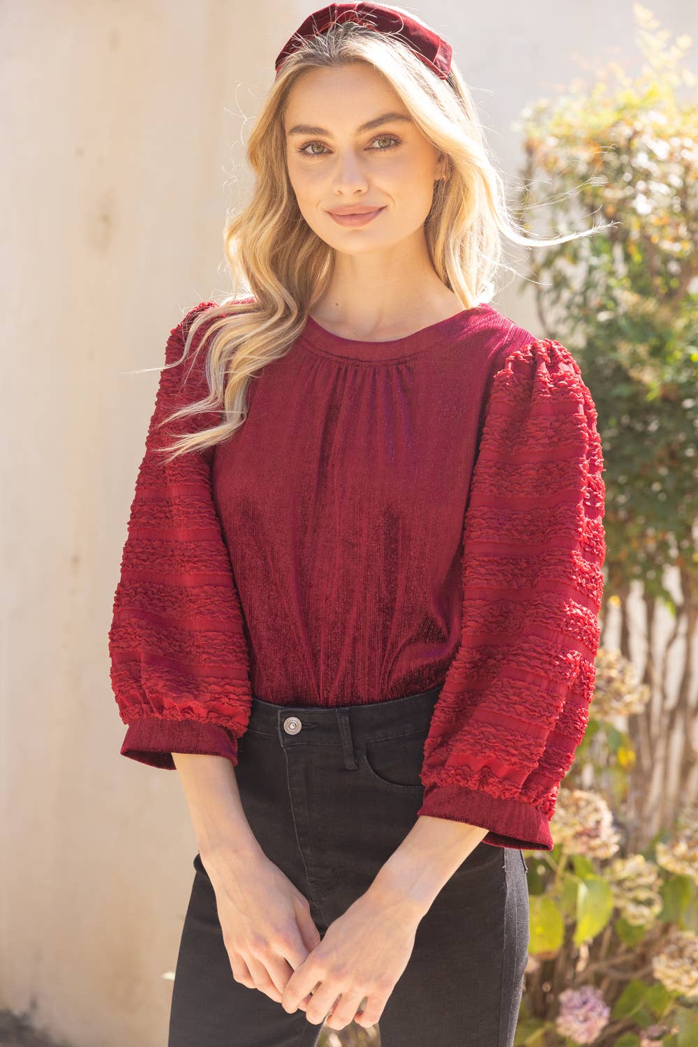 Vanna Textured Sparkle Velvet Top