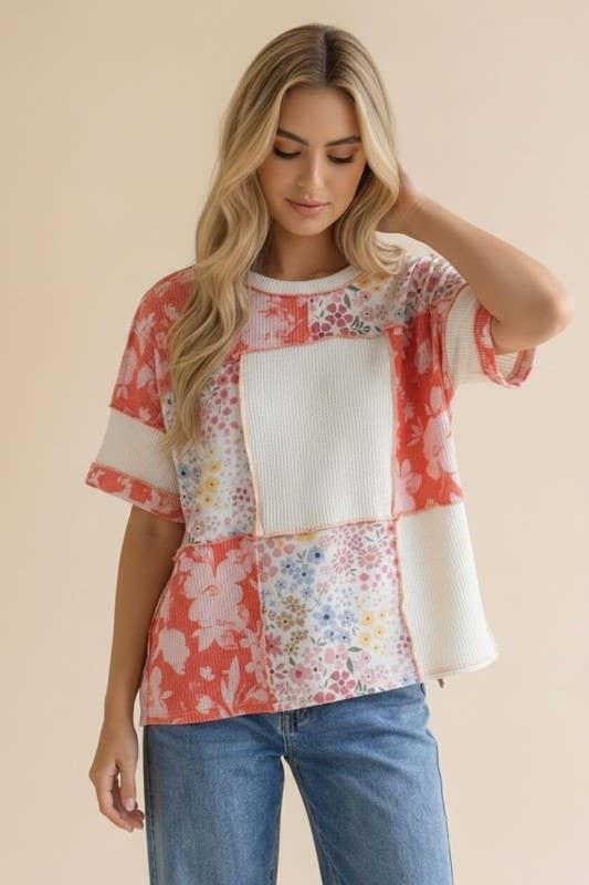 Oversized Color block Plus Top