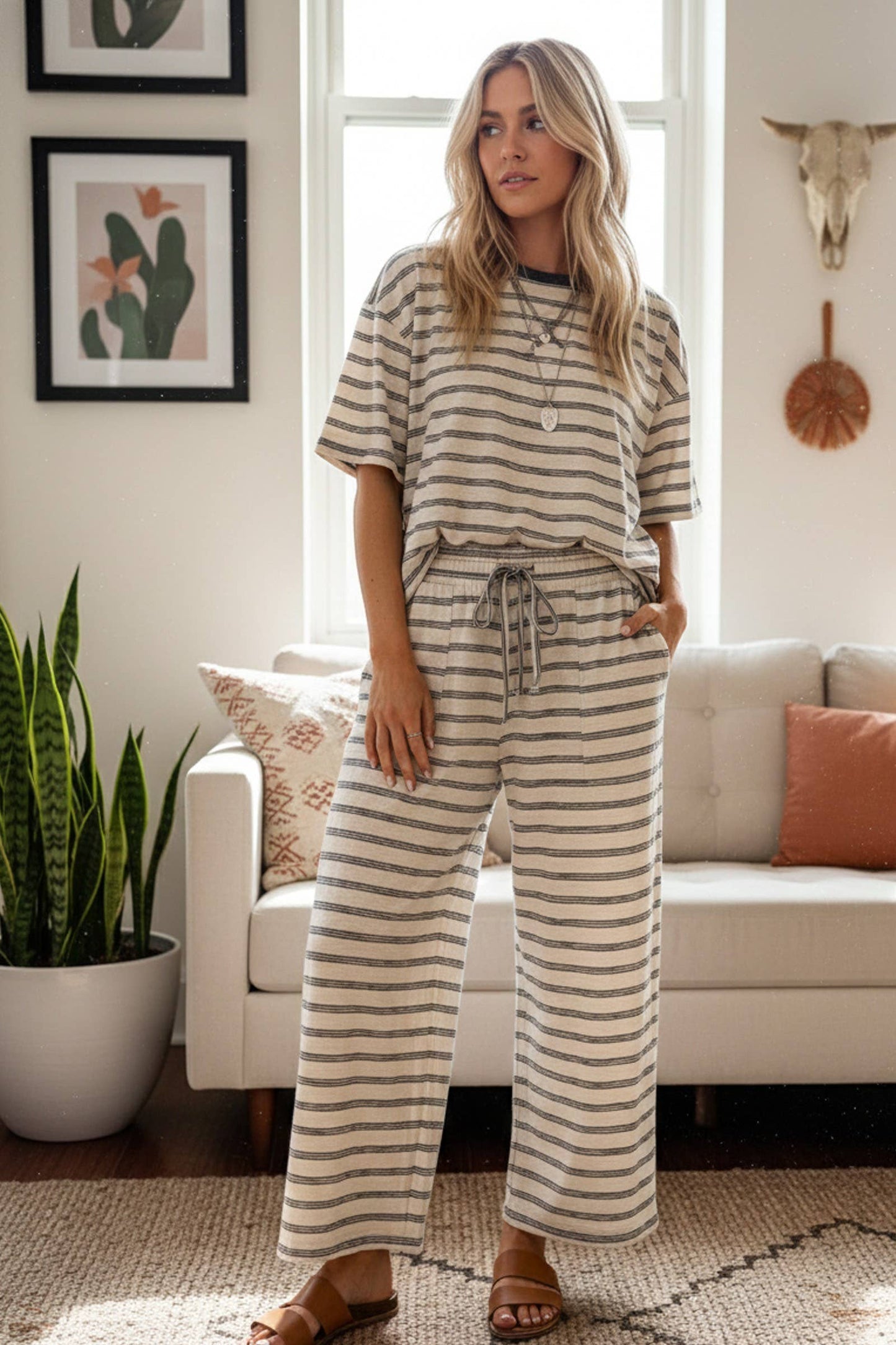 Striped Relaxed Fit Pant Set