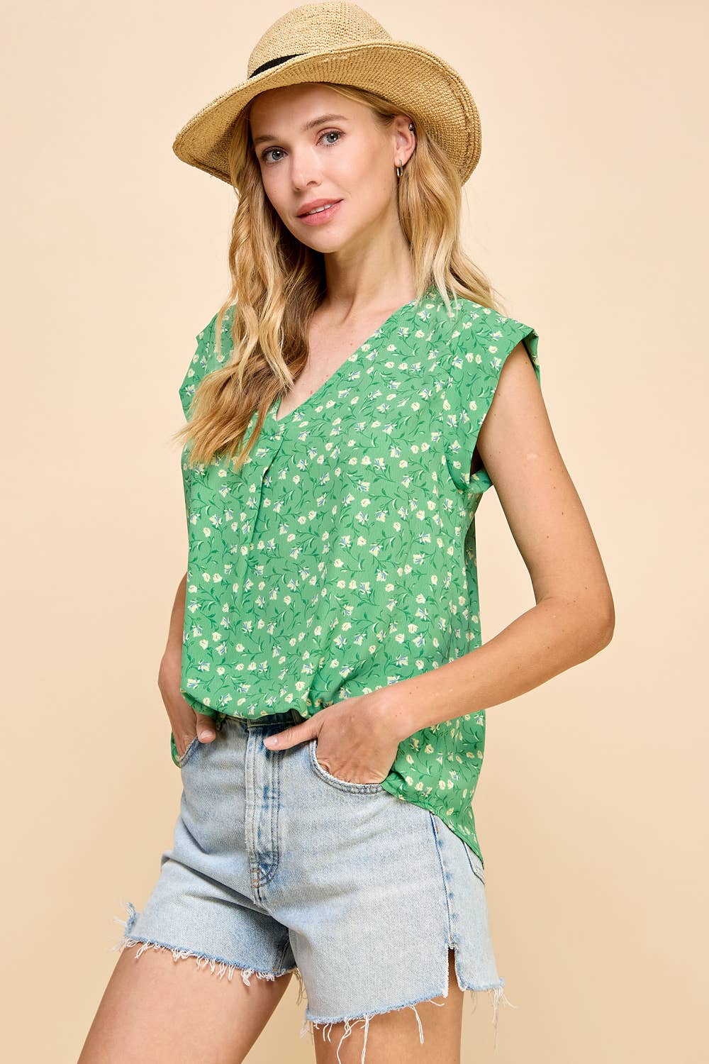 Dana Floral V Neck Top